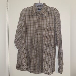 Puritan Men's Casual Plaid Shirt - Brown and White